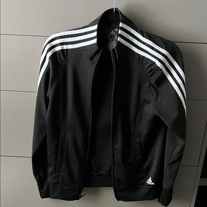 Adidas women Black Jacket with White Stripes